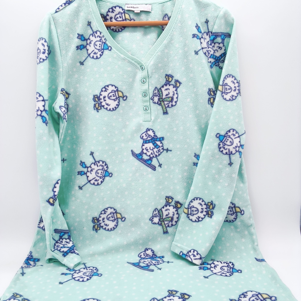 Skiing Sheep Fleece Nightshirt, Breakfast in Bed